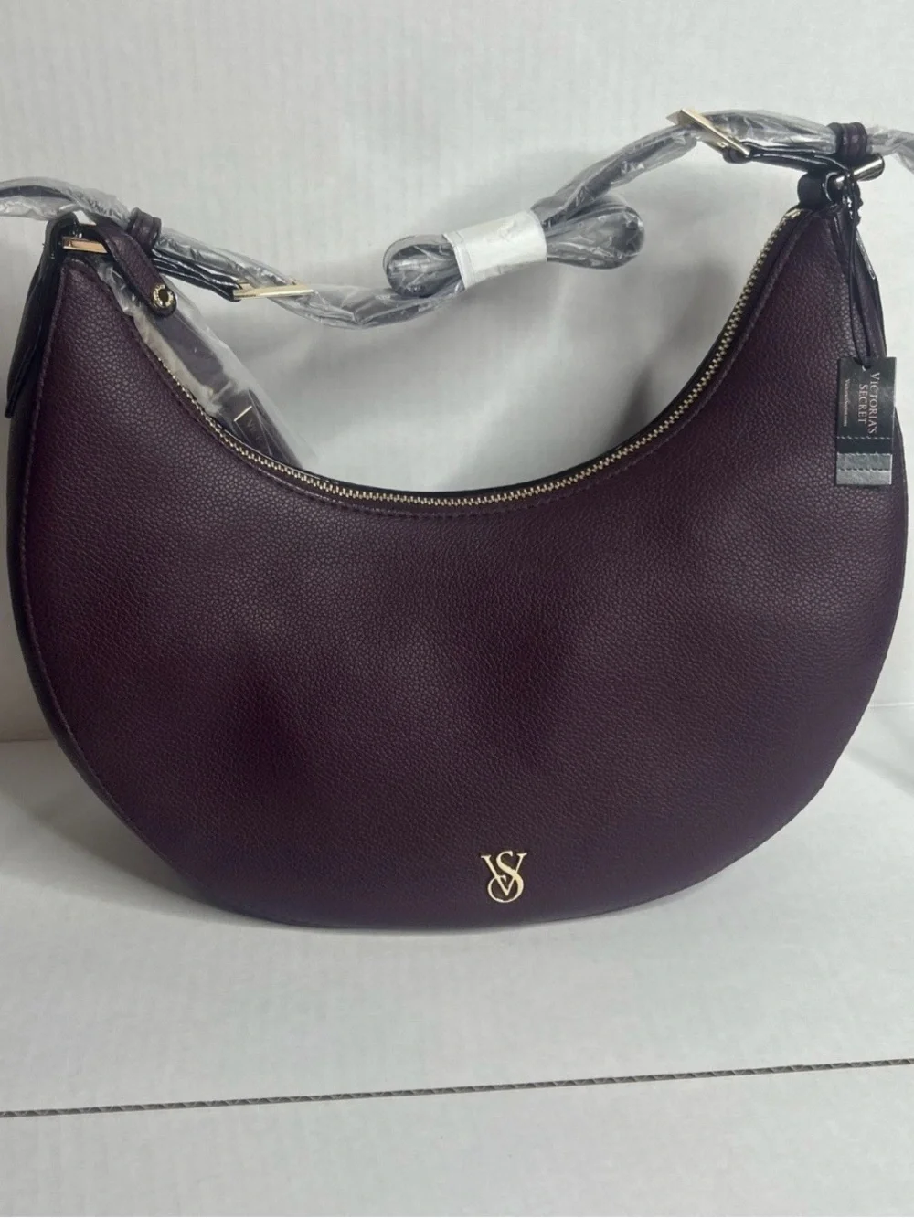 Victoria's Secret Plum Crescent Hobo with Gold Hardware